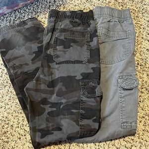Children’s Place 2 pair gray cargo pants with stretch waist